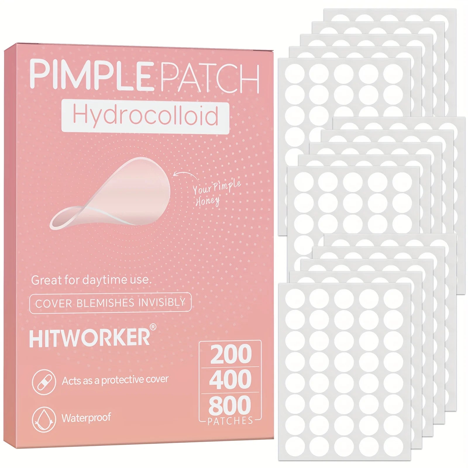 HITWORKER 800-Piece Acne Patches | Hydrocolloid Round Acne Patches |
