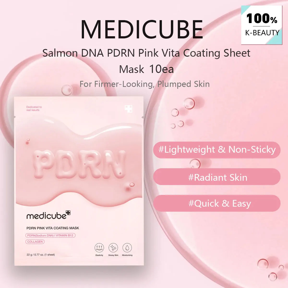 medicube Salmon DNA PDRN Pink Vita Coating Sheet Mask 10ea,Basic